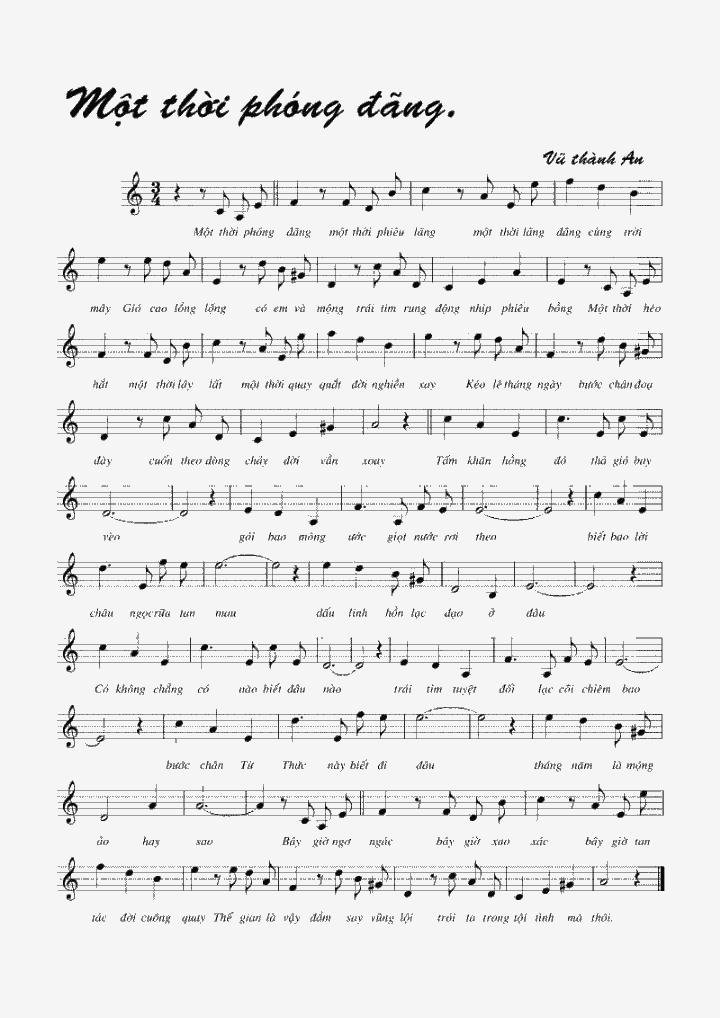 Sheet nhạc Một Thời Phóng Đãng